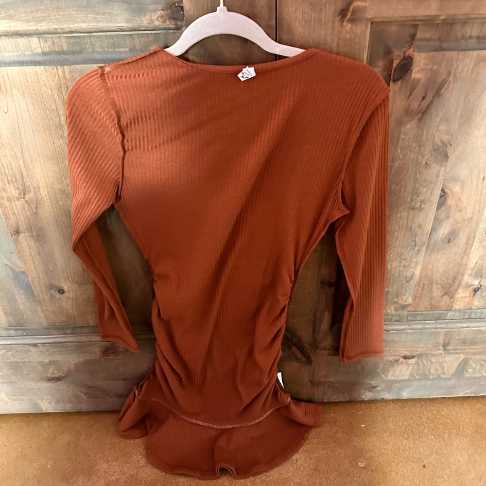 Rust Ribbed Women's Top